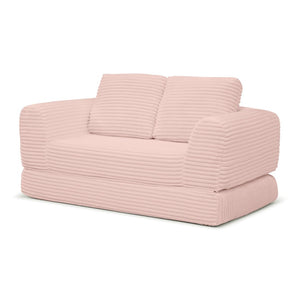 English Elm 2-in-1 Corduroy Futon Loveseat Sleeper Modular Floor Couch for Studio Living Rooms Pink W1117P415717