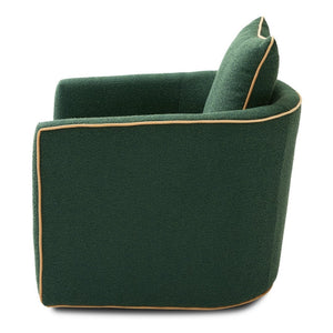 English Elm Swivel Barrel Accent Chair Boucle Upholstered with 360 Base for Living Room Corners Green N763P376127F