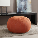 Madison Park Kelsey Casual Round Pouf Ottoman MP101-0214 Orange