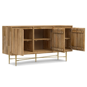 English Elm Fallon Solid Mango Wood Sideboard with Gold Iron Base and Adjustable Interior Shelving B136P439001