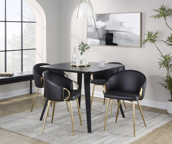 English Elm Chair with Silver Metal Frame and Padded Faux Leather Seat for Modern Dining Spaces Black B202P471295