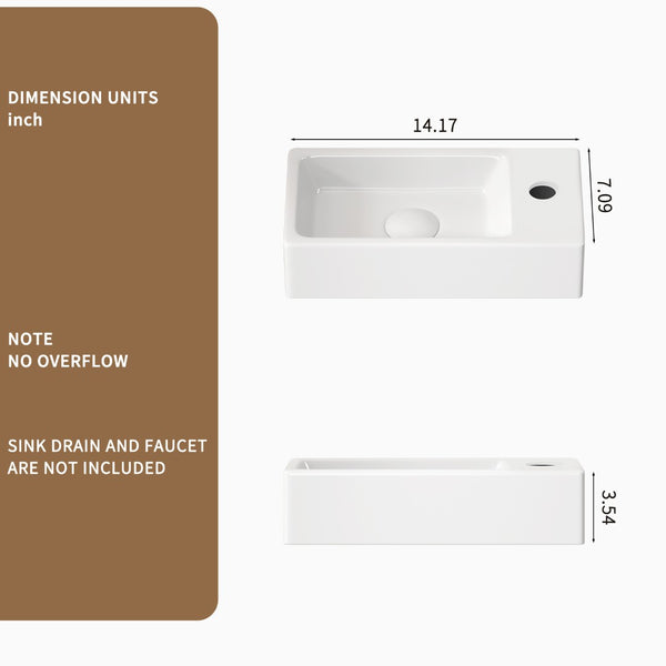 English Elm Wall-mounted Porcelain Basin Complete Faucet Set for Powder Room or Small Bathroom Milk White,Silver W3402P402912