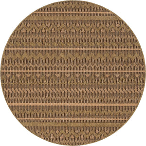 Unique Loom Outdoor Modern Southwestern Machine Made Geometric Rug Light Brown, Brown/Gold 6' 0" x 6' 0"