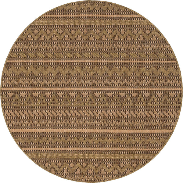 Unique Loom Outdoor Modern Southwestern Machine Made Geometric Rug Light Brown, Brown/Gold 6' 0" x 6' 0"