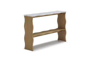 English Elm 47.24" Elegant Marble-Pattern Console Table - Modern Design With Open Storage For Living Spaces W2664P346440