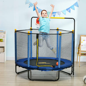 English Elm Qaba Springfree Indoor Kids Trampoline with Basketball Hoop and Safety Net Ages 3 to 10 W2225P229104