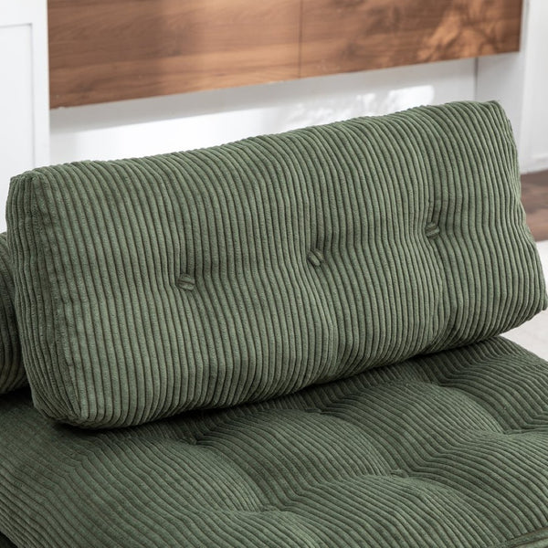 English Elm Folding Floor Sofa Bed Convertible Sleeper Chair with Shredded Foam Corded Fabric Green W2200P442796