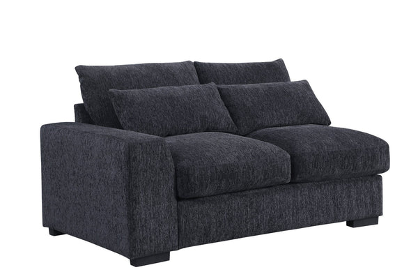 English Elm Modern Flannel Velvet Modular Sectional with Reclining Seats Usb Console Ottomans Dark Gray B2730S00044