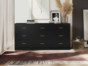 English Elm Modern 9-Drawer Dresser In Sleek Black Finish - Ample Storage Solution For Stylish Bedrooms & Decor W1785P201148