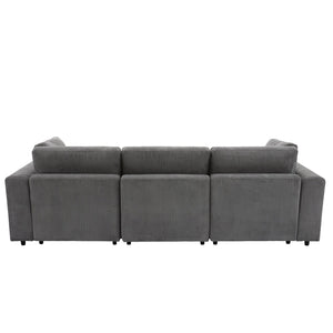 English Elm [ U_STYLE 105'' 3 Seater Sofa with Corduroy Fabric, Removable Back Cushions, Foam+Pocket Spring Comfort Gray WY000403AAE