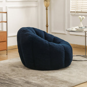 English Elm Bean Bag Lounge Chair Faux Fur Memory Foam Armrests Ergonomic Seat for Adults Dark Blue W2200P239863