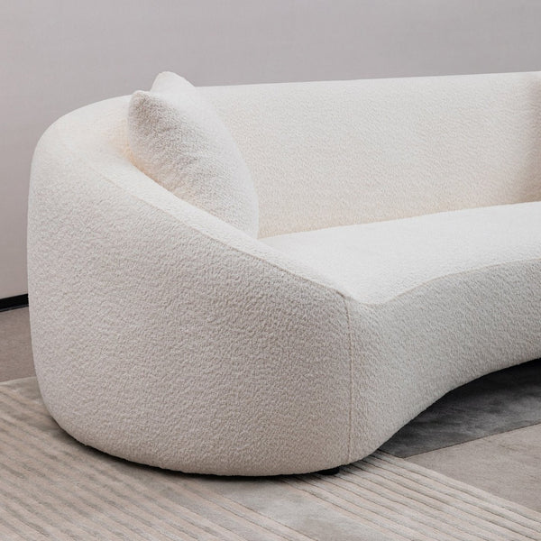 English Elm 3+1, Cloud Curved Boucle Sofa Three Seat Sculptural Arc for Modern Living Rooms W2664S00101