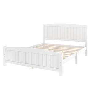 English Elm Queen Solid Wood Platform Bed Frame with Strong Support Slats, No Box Spring Needed, Modern White Finish Light White W1580P374312