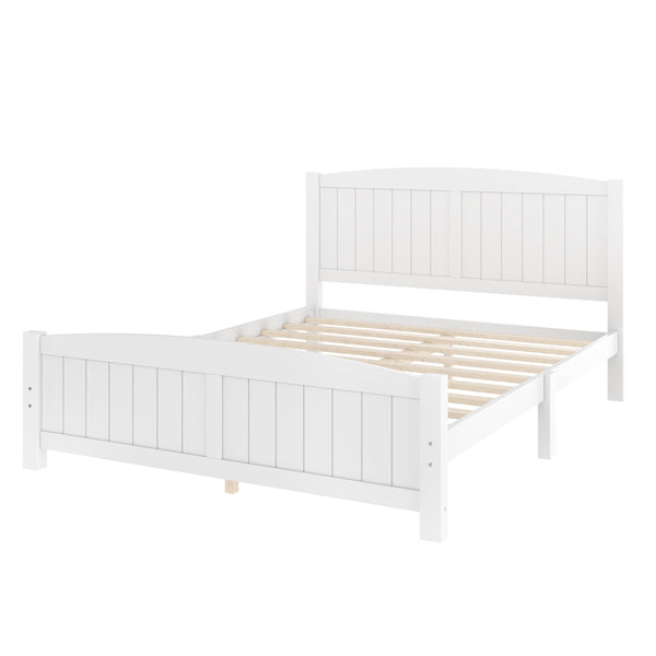 English Elm Queen Solid Wood Platform Bed Frame with Strong Support Slats, No Box Spring Needed, Modern White Finish Light White W1580P374312
