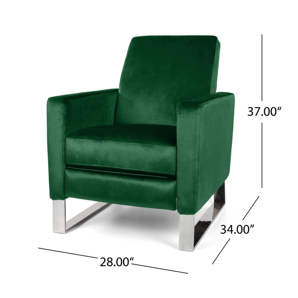 English Elm Christopher Knight Home® - Arvin Plush Push-Back Recliner with Stainless Steel Legs — Modern Fabric Comfort for Living Rooms Emerald 65272.00NVLTEMD