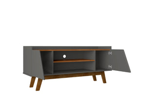 English Elm Marcus 53" TV Stand with Soft-Close Doors, Cable Management, Solid Pine Legs & 4 Fixed Shelves — Modern Entertainment Console DARK GREY B365P397900