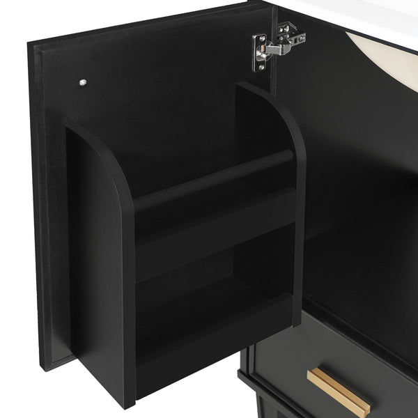 English Elm Christopher Knight Home® - 24" Bathroom Vanity with Ceramic Sink, Solid Wood Frame, Soft-Close Drawers & Ample Storage Appeal Black N759P269734B