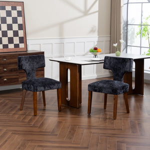 English Elm Mid Mid Century Modern Dining Chairs Set of 2 Upholstered Linen Accent Chairs with Solid Wood Frame, Ergonomic Support and Nailhead Trim Gray W794P335665