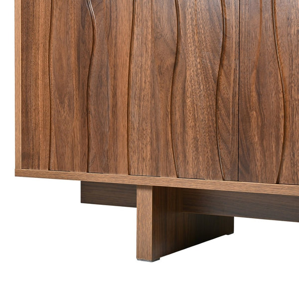 English Elm Retro Wood Grain Media Console Wavy Door Cabinet for Living Room Tvs 75 In N721P379534D