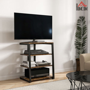 English Elm HOMCOM Compact TV Stand with Adjustable Shelves, Cable Management & Steel Frame for Small Rooms Rustic Brown W2225P229468