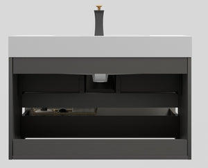 English Elm Alice 36" Gray Wall-Mounted Bathroom Vanity With Pre-Assembled Sink, Stylish Storage & Minimalist Design W1865S00006