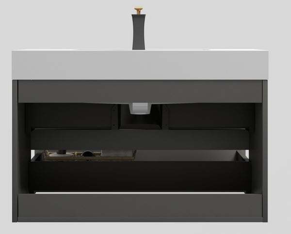 English Elm Alice 36" Gray Wall-Mounted Bathroom Vanity With Pre-Assembled Sink, Stylish Storage & Minimalist Design W1865S00006