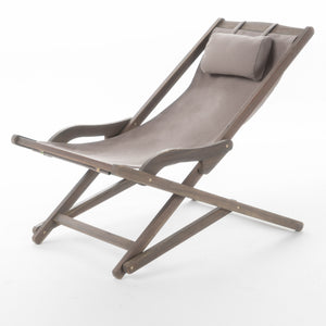 English Elm Christopher Knight Home® - NIKKI Sling Chair with Head Pillow — Portable Wood Frame Beach & Pool Lounger, Durable Polyester Fabric Grey 57 L x 26.75 W x 8.25 H 60059.00FEU