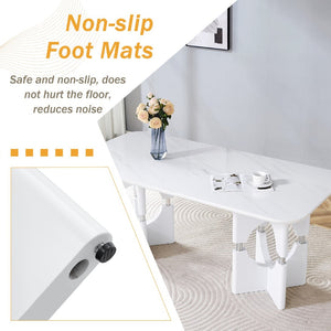 English Elm Modern Marble Print Mdf Dining Table Sculptural Hollow Frame Metal Accents Small Space White W3875S00026