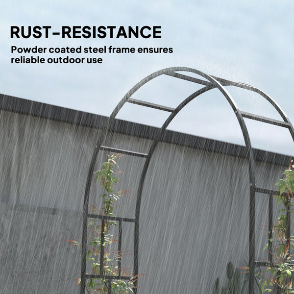 English Elm Garden Steel Arch Arbor with Powder Coated Frame for Climbing Roses and Vines T3971P422187