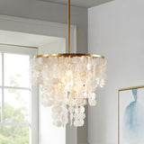 INK+IVY Isla Transitional Layered Capiz Chandelier MPS150-0093 White