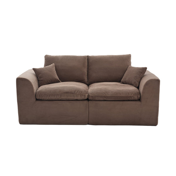 English Elm UNITED Cloud Couch Modular Sectional Sofa with Corduroy Cover, Ergonomic 2-Seater, No Assembly Needed Brown W1568P371124