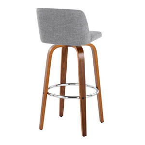 English Elm Toriano 30" Mid-Century Modern Barstool Set Of 2 - Stylish Swivel Design With Walnut & Grey Fabric B202S00675-GIGA