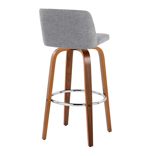 English Elm Toriano 30" Mid-Century Modern Barstool Set Of 2 - Stylish Swivel Design With Walnut & Grey Fabric B202S00675-GIGA