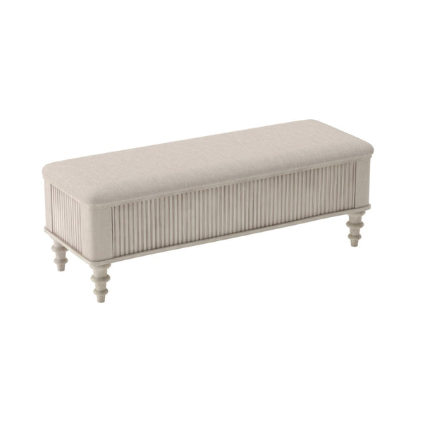 English Elm 50.8-inch Linen Upholstered Storage Bench Rubberwood Frame Lift Top Entryway Bedroom Seat Beige W5819P481610