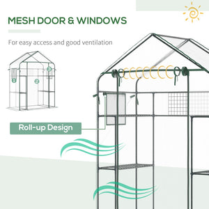 English Elm Outsunny Walk-in Portable Garden Greenhouse 6 Shelf Trellis Mesh Vent Cover W2225P229759