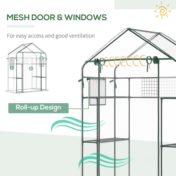 English Elm Outsunny Walk-in Portable Garden Greenhouse 6 Shelf Trellis Mesh Vent Cover W2225P229759