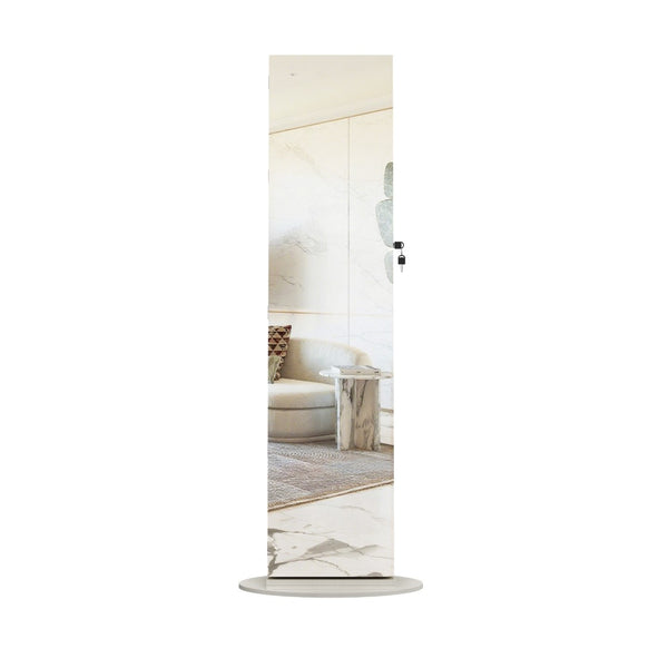 English Elm 360°swivel Jewelry Armoire with Lighted Interior Full Length Mirror Lockable White W3406P411303
