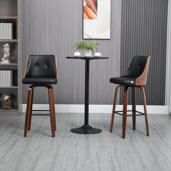 English Elm Homcom Stylish Pu Leather Swivel Bar Stools - Set Of 2 With Footrest & Tufted Back For Comfort W2225P217133