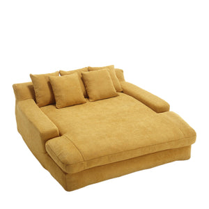 English Elm COOLMORE Chenille 2-Seater Lazy Sofa with 5 Supportive Back Pillows, Deep Seat Couch for Lounge Mustard yellow W395P197934