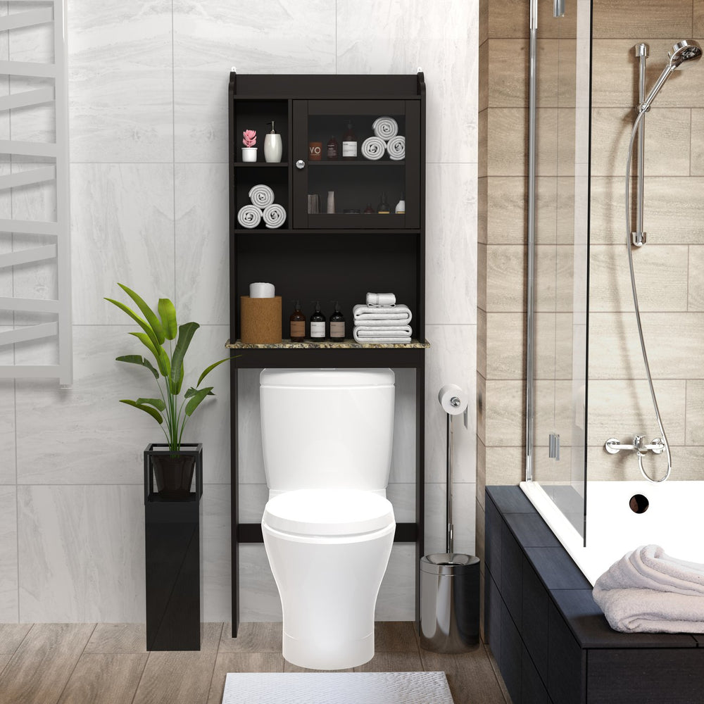 English Elm Modern Over The Toilet Space Saver Wood Storage Cabinet for Bathroom, Espresso Finish, 88lb Load-Bearing, Compact 38.39x17.72x4.92in Protective Packing W40914888
