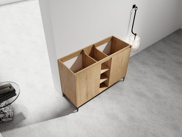 English Elm Soft Close Doors & Open Storage Rack, 48-Inch Freestanding Bathroom Vanity With Plywood Finish W999125009-GIGA