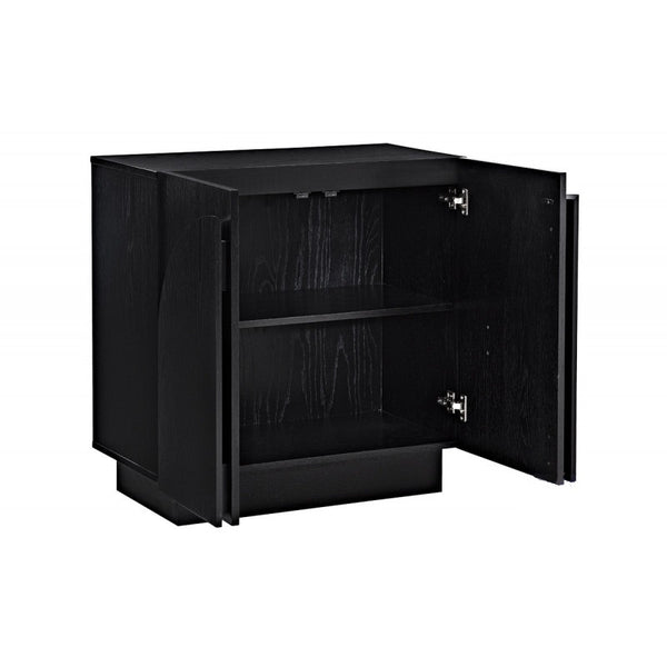 English Elm Mid-Century wooden sideboard buffet with arched doors and rounded edges, spacious storage, durable craftsmanship nurturing warmth Black 33 L x 19 W x 29 H B011P367183
