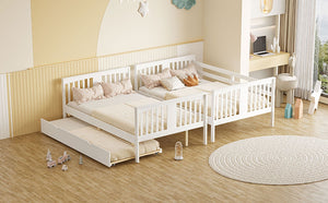 English Elm Full Over Bunk Bed with Twin Trundle Solid Pine Frame Gray Convertible LT100204AAK-1