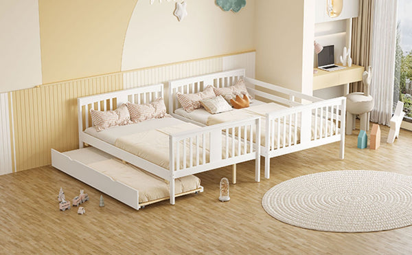 English Elm Full Over Bunk Bed with Twin Trundle Solid Pine Frame Gray Convertible LT100204AAK-1
