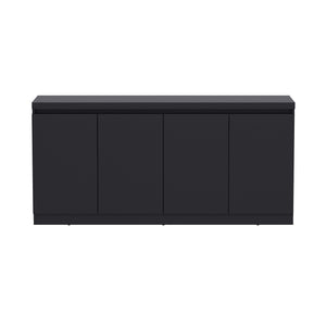 English Elm Griffin 62" Sideboard with Soft-Close Doors and Fixed Shelves for Sleek Modern Storage Solutions White+Black B365P397681