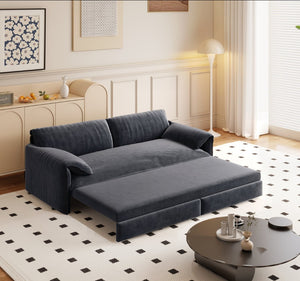 English Elm 66" Queen Sleeper Loveseat Velvet Convertible Sofa with Built-in Side Storage for Living Room Grey W1885S00324