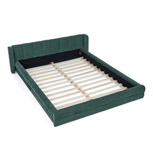 English Elm Queen Upholstered Bed Frame In Soft Chenille Fabric – Modern Platform Design With Padded Headboard W487S00328-GIGA