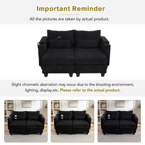 English Elm Convertible Chaise Lounge Sofa Bed With Usb Ports, Hidden Storage, Cup Holders - Stylish & Versatile! N719S002020B