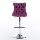 Swivel Velvet Barstools, Adjustable Height 25-33