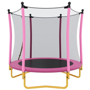 English Elm [without Basketball Hoop] 5.5 Ft Kids Trampoline with Safety Net and Foam Padded Poles Pink N739P443065H